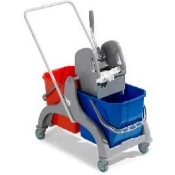 MOP BUCKET TROLLEY - DOUBLE - PLASTIC FRAME